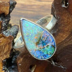 Monarch Opal 925 Tear Drop Ring Size 7.5